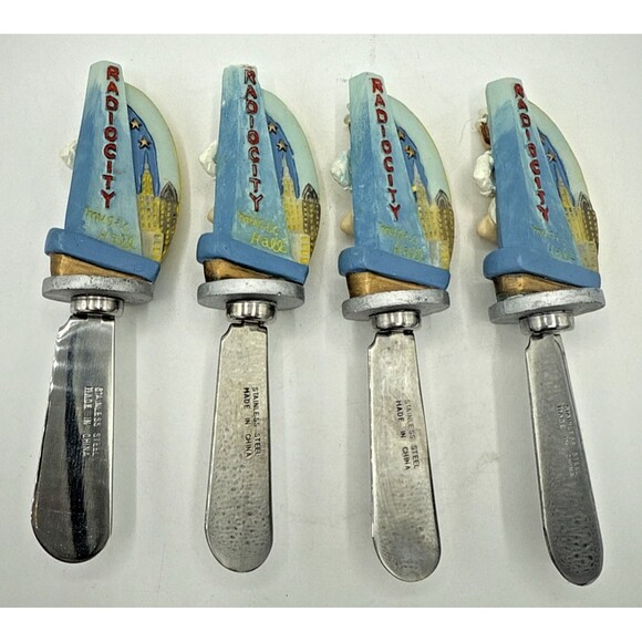 Rockettes 75th Anniversary Cheese Knife Spreader Set of 4 Unused Stainless Steel - Picture 4 of 10